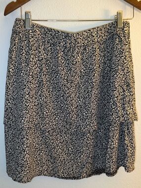 Madewell Black & White Mini Skirt with Micro Floral Print